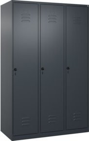 C+P Spind Classic PLUS Garderobenschrank mit 3 Abteilen, Anthrazit, B/T/H: 120 x 50 x 185 cm - Bild 1