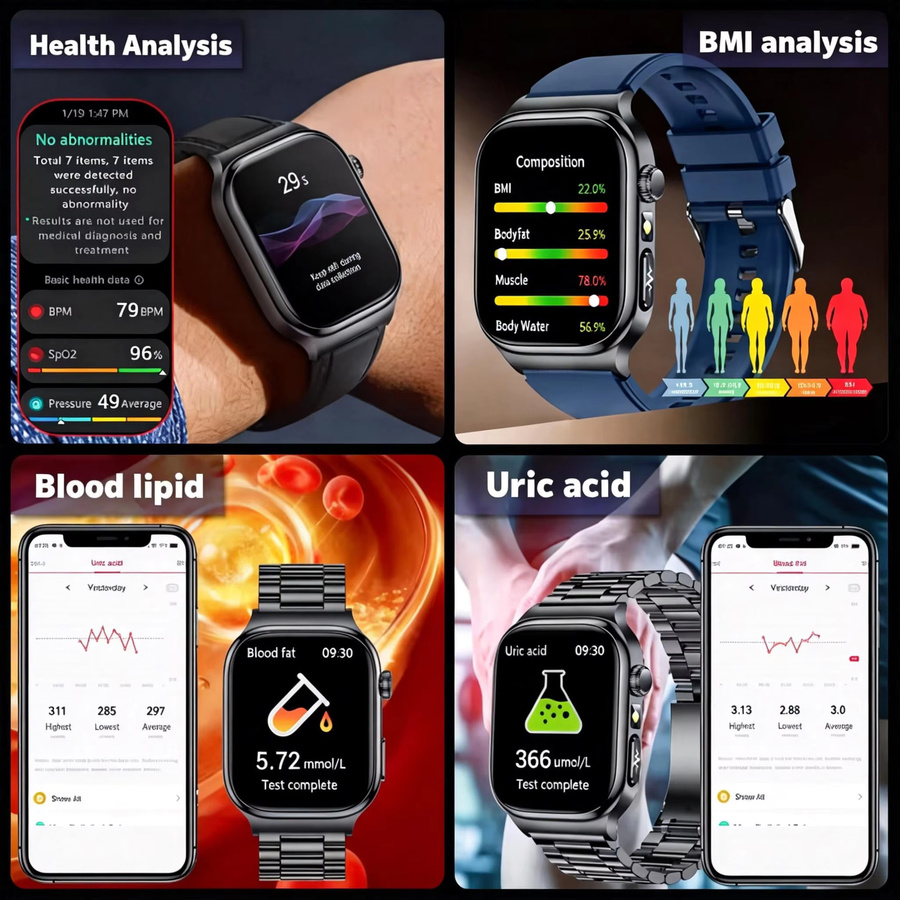 GUHUAVMI Smartwatch, Schwarz, Unisex - Bild 3