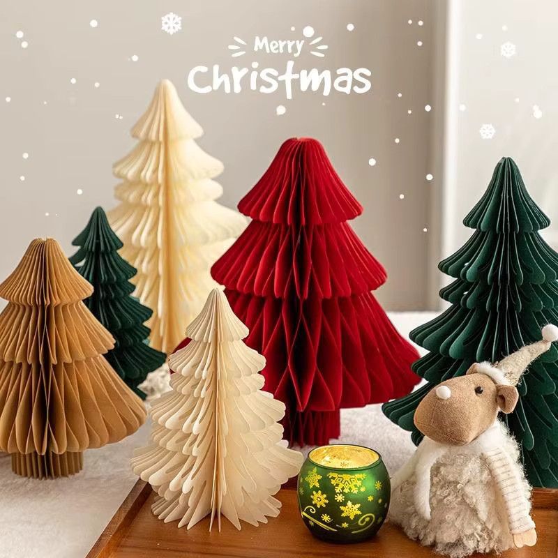HUXUAN 3D Papier Waben Ball als Weihnachts- und Neujahrsdekoration in Rot für Tisch und Weihnachtsbaum - Bild 2