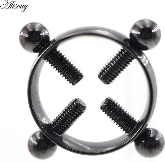 Alisouy Nippelring, Edelstahl, Schwarz, Unisex - Bild 1