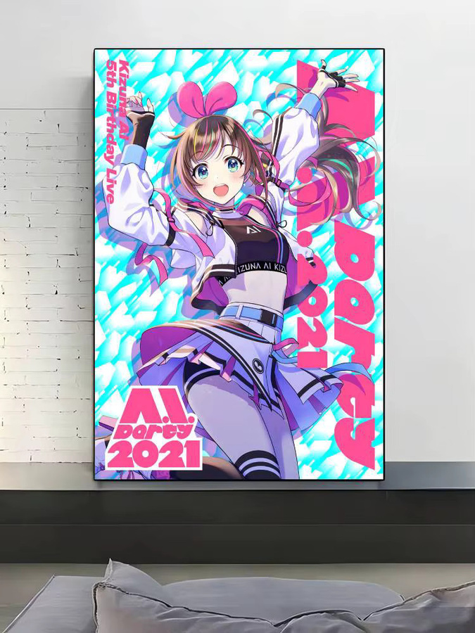 Kizuna AI Poster Hochwertiger Wasserdichter Wandkunstaufkleber Multicolour - Bild 5
