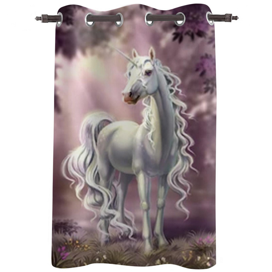 Einhorn Fenster Vorhang für Kinderzimmer und Wohnzimmer, halbtransparent, Multicolour, Breite: 135 cm, Höhe: 60 cm - Bild 3
