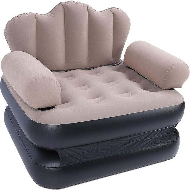 CosyHome Aufblasbares Schlafsofa in Grau, tragbare und faltbare beflockte PVC-Couch-Matratze, B/T/H: 70 x 190 x 20 cm - Bild 1