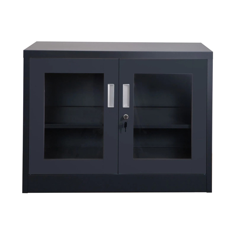Jet-Line Stahlschrank Ufa in Anthrazit mit Glasfront und abschließbaren Türen, B/T/H: 68 x 40 x 90 cm - Bild 2