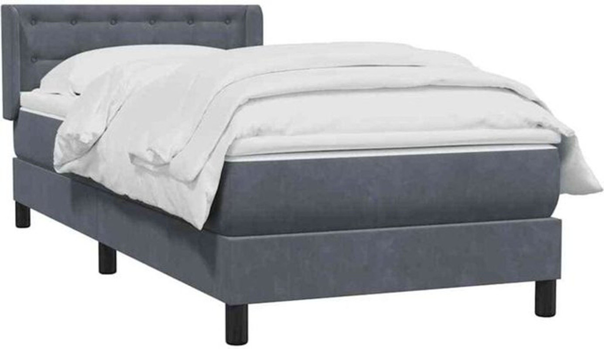 Boxspringbett mit Matratze von vidaxl in Dunkelgrau aus Samt, B/T/H: 80 x 220 x 78 cm - Bild 1