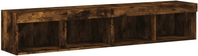 Set aus 2 vidaXL TV-Schränken mit LED-Leuchten in Räuchereiche, B/T/H: 80 x 30 x 30 cm - Bild 1
