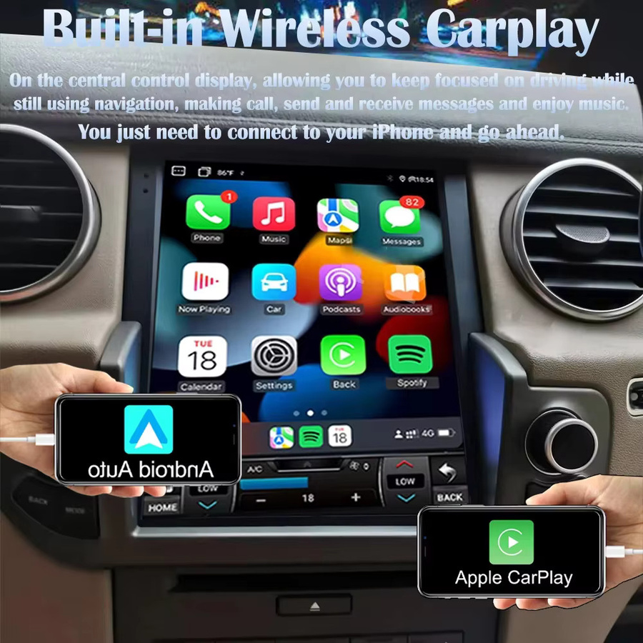 YANFU Android 14 Autoradio mit Touchscreen und GPS-Navigation für Land Rover Discovery 4 LR4 2009 bis 2016 in Schwarz mit LCD-Bildschirm und Klimaanlagen-Steuerung - Bild 6