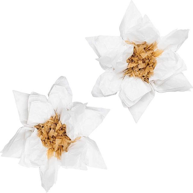 Rico Design Seidenpapierblumen Weihnachtsstern, 2 Stück, Weiß, Höhe: 25 cm - Bild 1