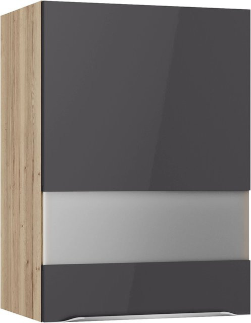 Optifit Küchen-Oberschrank Linus984 mit Glassegment in Anthrazit und Wildeiche, Breite: 50 cm, Höhe: 70,4 cm, Tiefe: 34,9 cm - Bild 1