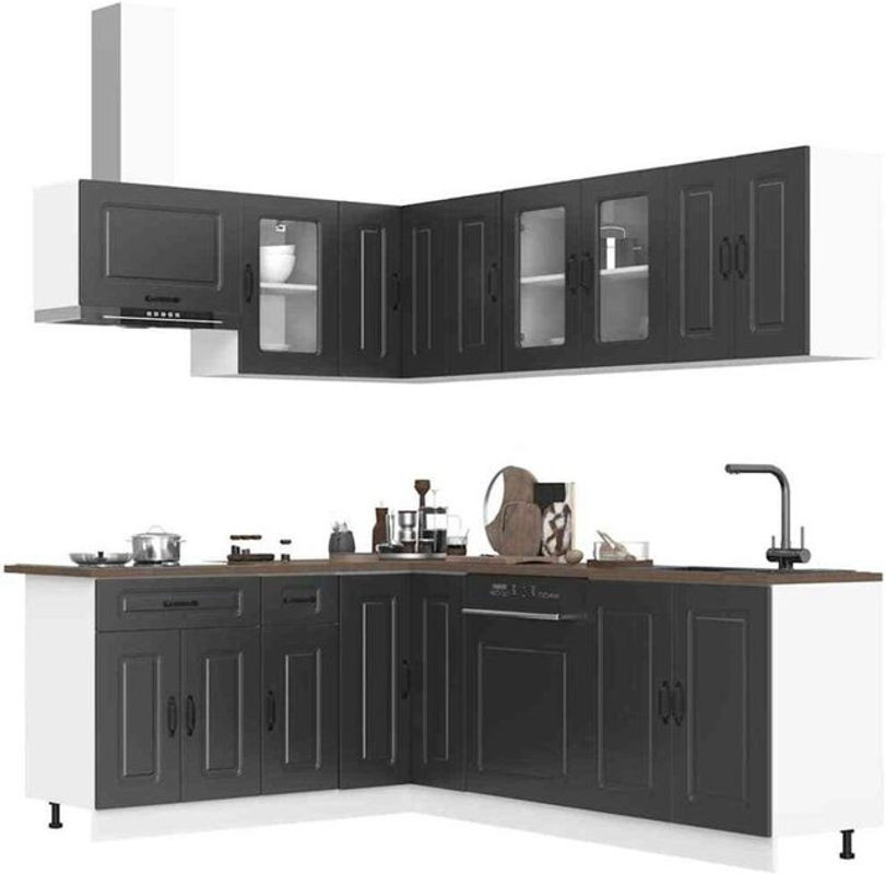 11-tlg. Küchenschrank-Set Kalmar in Schwarz von vidaxl im klassischen Design - Bild 1