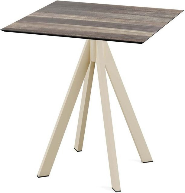Feros Terrassentisch Infinity Sand mit quadratischer HPL-Platte in Hellbraun, B/T/H: 70 x 70 x 73,2 cm - Bild 1