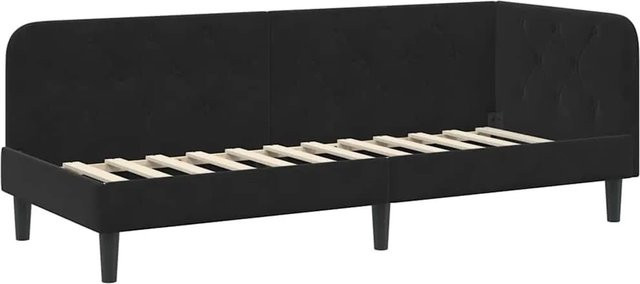 vidaXL Eckbettgestell mit Kopfteil in Schwarz aus Samt, B/T/H: 204 x 140 x 84 cm - Bild 1