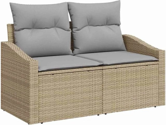 vidaXL Gartensofa-Set aus Poly-Rattan mit Kissen und integriertem Stauraum in Beige - Bild 1