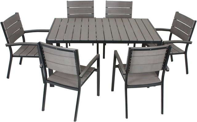 DELUKE Garten-Sitzgruppe MILA 7-teilig aus Aluminium und Kunststoff in Anthrazit und Hellgrau - Bild 1