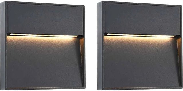 vidaXL 2er Set Außenwandleuchten aus Gussaluminium in Schwarz, quadratisches LED-Design für den Außenbereich mit warmweißem Licht und IP54 Schutzklasse - Bild 1