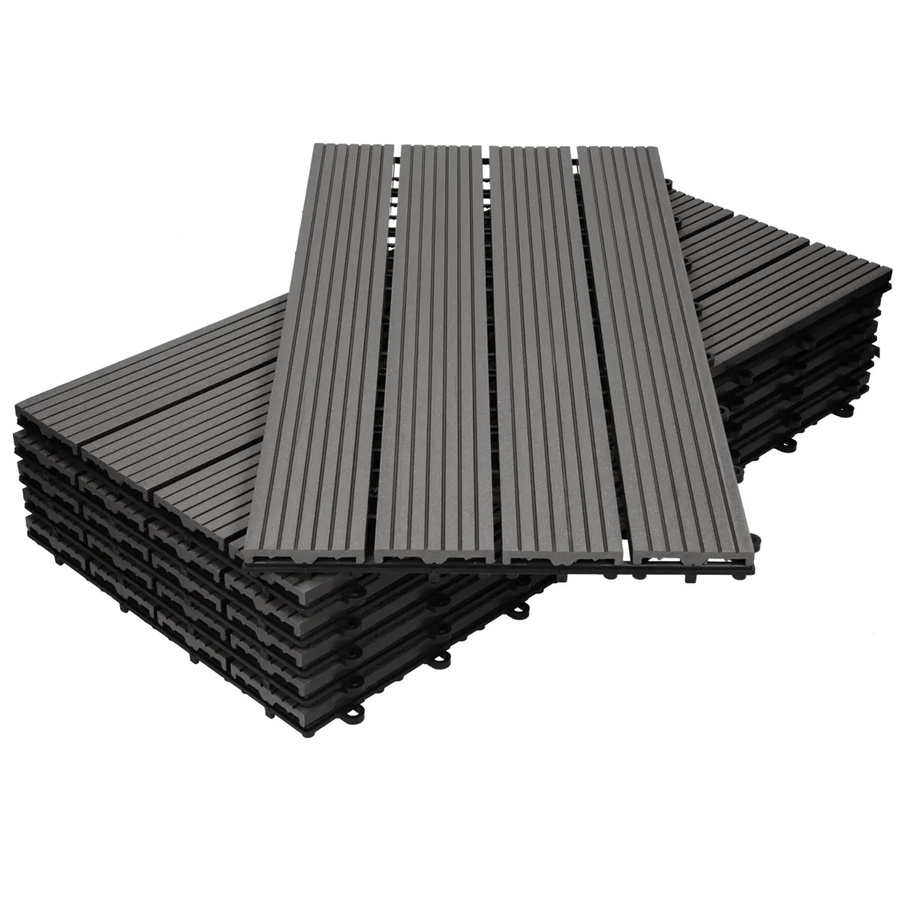 ECD Germany WPC Terrassenfliesen Anthrazit in Holzoptik mit Klick-System, 18er Set, B: 60 cm, T: 30 cm - Bild 3