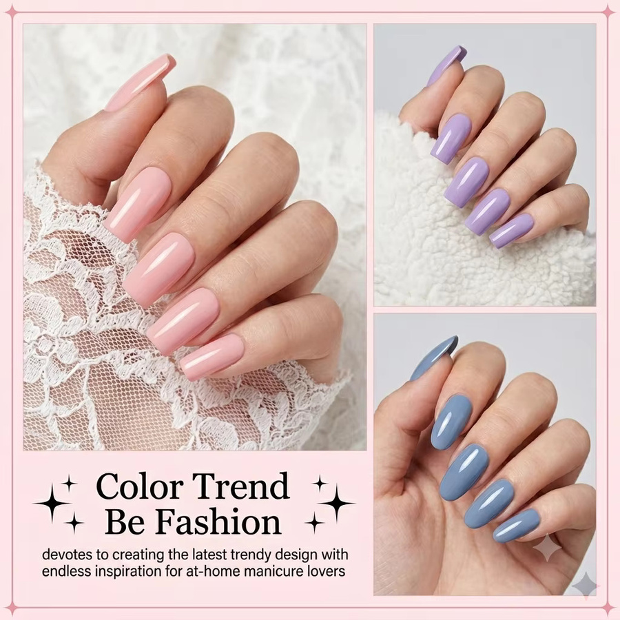 Hassleless Morandi Lavendel Nude Gel Nagellack Set, 5-teilig, glänzend - Bild 1
