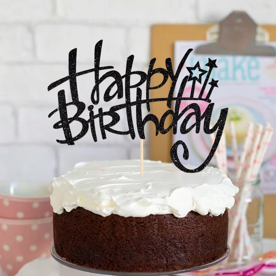VRISE Happy Birthday Cake Topper Sternförmige Tortendekoration in Lila - Bild 2