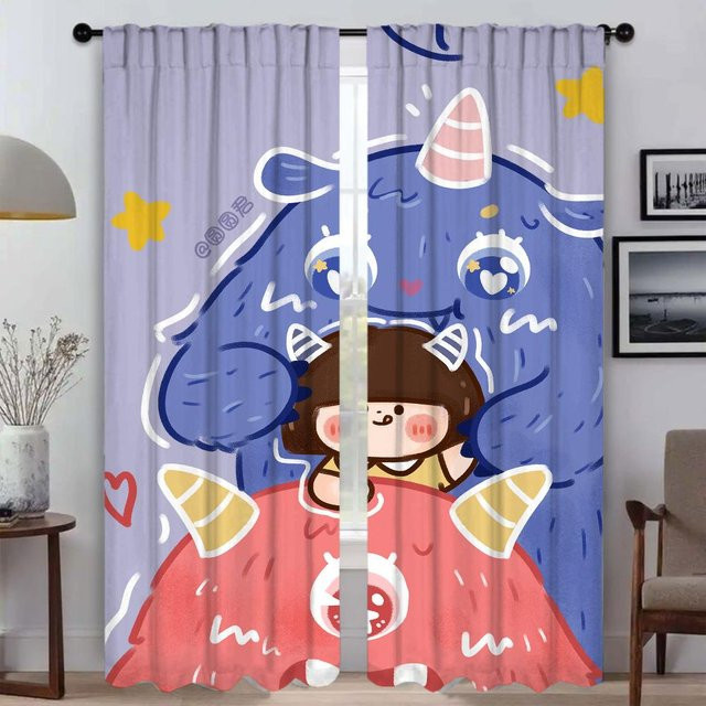 Kleine Monster Tüll-Vorhänge für das Kinderzimmer, 2er-Set, Mehrfarbig, Breite: 50 cm, Höhe: 70 cm - Bild 1