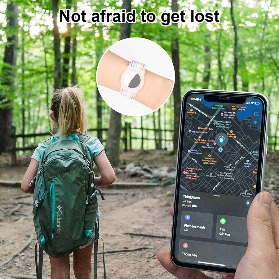 Verstellbares Nylon-Armband für Kinder als Anti-Verlust-Schutzarmband kompatibel mit Apple AirTag in Weiß und Multicolour - Bild 4
