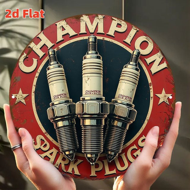 Potdemiel Metall-Wandkunstschild Champion of Sparks Racing & Automotive im Vintage-Design, rund, Mehrfarbig, Durchmesser: 20 cm - Bild 1