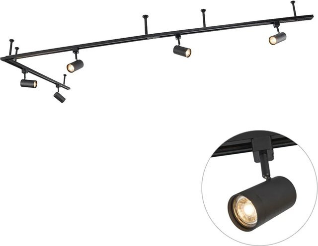 QAZQA Modernes Hängendes Schienensystem Iconic Jeana in Schwarz mit 5 verstellbaren Strahlern aus Metall - Bild 1