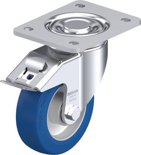 Blickle Lenkrolle LH-ALBS 125K-3-FI mit Feststeller in Blau und Silber, Rad-Durchmesser: 125 mm, Tragfähigkeit: 370 kg - Bild 1