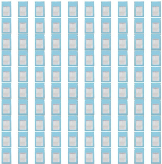 100 Stück TOMTOP JMS Ziplock-Beutel selbstverschließend, holografisch, blau, wiederverwendbare Lebensmittelaufbewahrungsbeutel mit Aufhängeloch - Bild 1