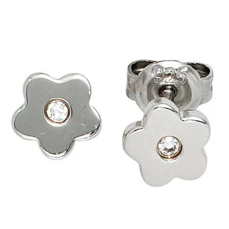 Colkid Kinder Ohrstecker Blume, 925 Silber, Zirkonia - Bild 1