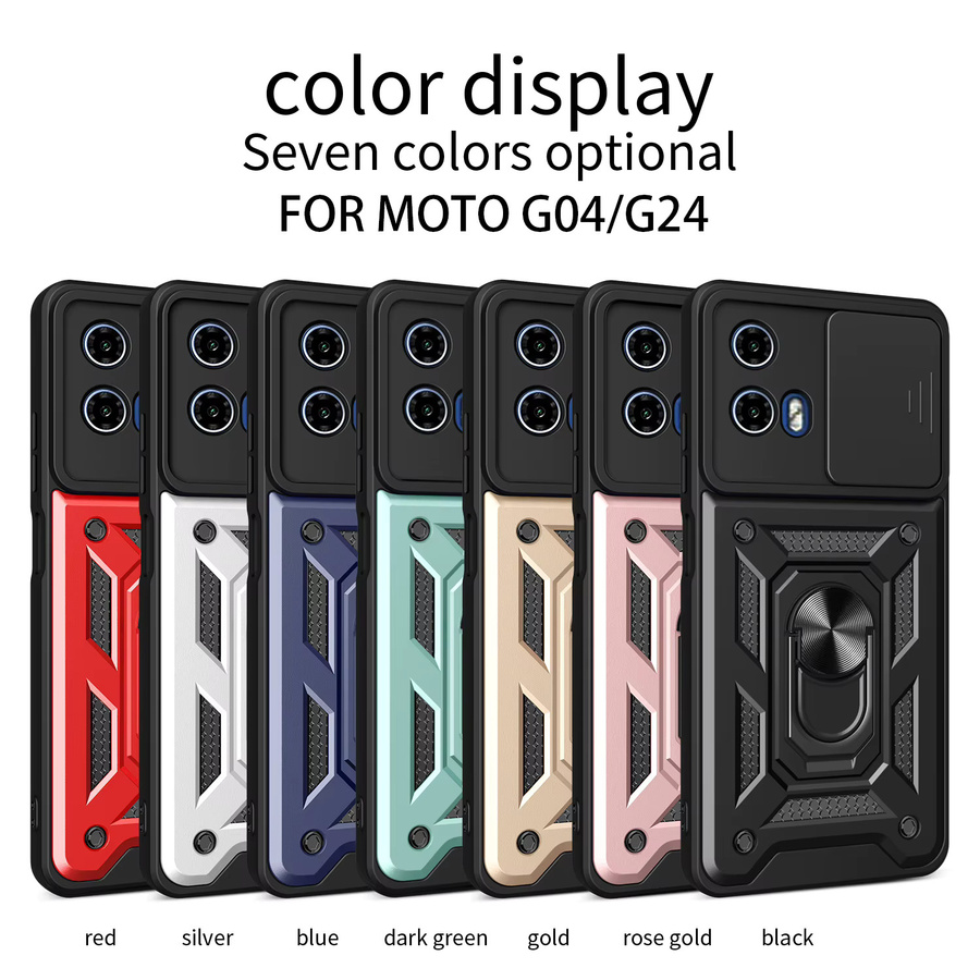 Magnetische Schutzhülle für Motorola Moto G04 und G24 mit Ring und Kamera-Objektivschutz in Schwarz oder Grün - Bild 6