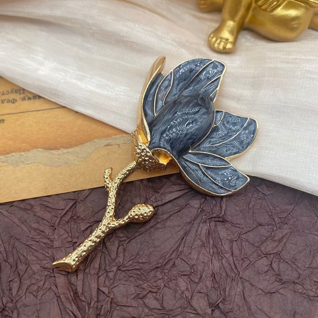 CUE PDLA Brosche, Tulpenblume, Messing, Gold, Kristall, Unisex - Bild 1