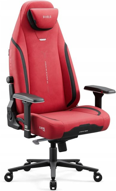 DIABLO CHAIRS Ergonomischer Gamingstuhl X-Eye Prime aus Stoff mit magnetischer Kopfstütze in Bloody Mary Rot - Bild 1