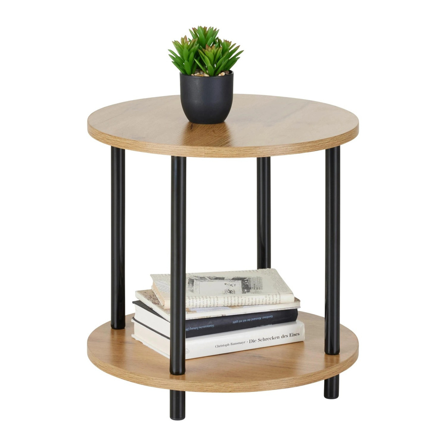 Mömax Beistelltisch Neapel in Naturfarben und Schwarz, runder Beistelltisch mit Metallgestell, B/T/H: 40 x 40 x 40 cm - Bild 2