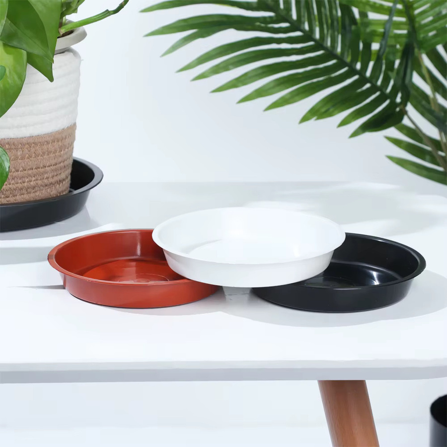 3er Set runde Pflanzenuntertassen aus Kunststoff in Schwarz für Indoor und Outdoor Pflanzen - Bild 2