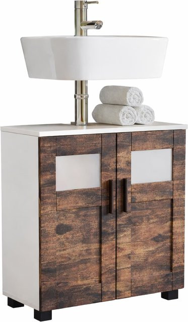 VCM Waschbeckenunterschrank Nilari aus Holz in Braun mit zwei Drehtüren, H x B x T: 60 x 60 x 29 cm - Bild 1