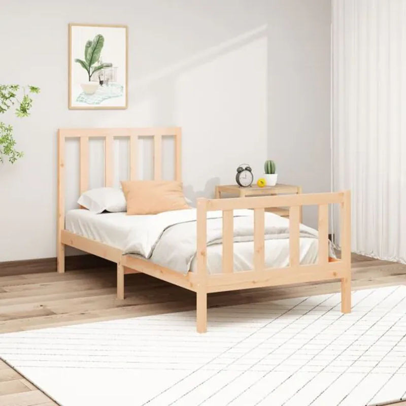 Massivholzbett aus Kiefer in Braun von vidaxl, B/T/H: 90 x 200 x 69,5 cm - Bild 1