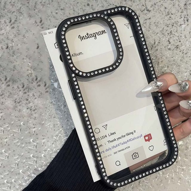 Luxus Strass Glitzer Diamant Handyhülle für iPhone 11 bis 17 Pro Max, stoßfeste Bumper Cover, schwarz - Bild 1