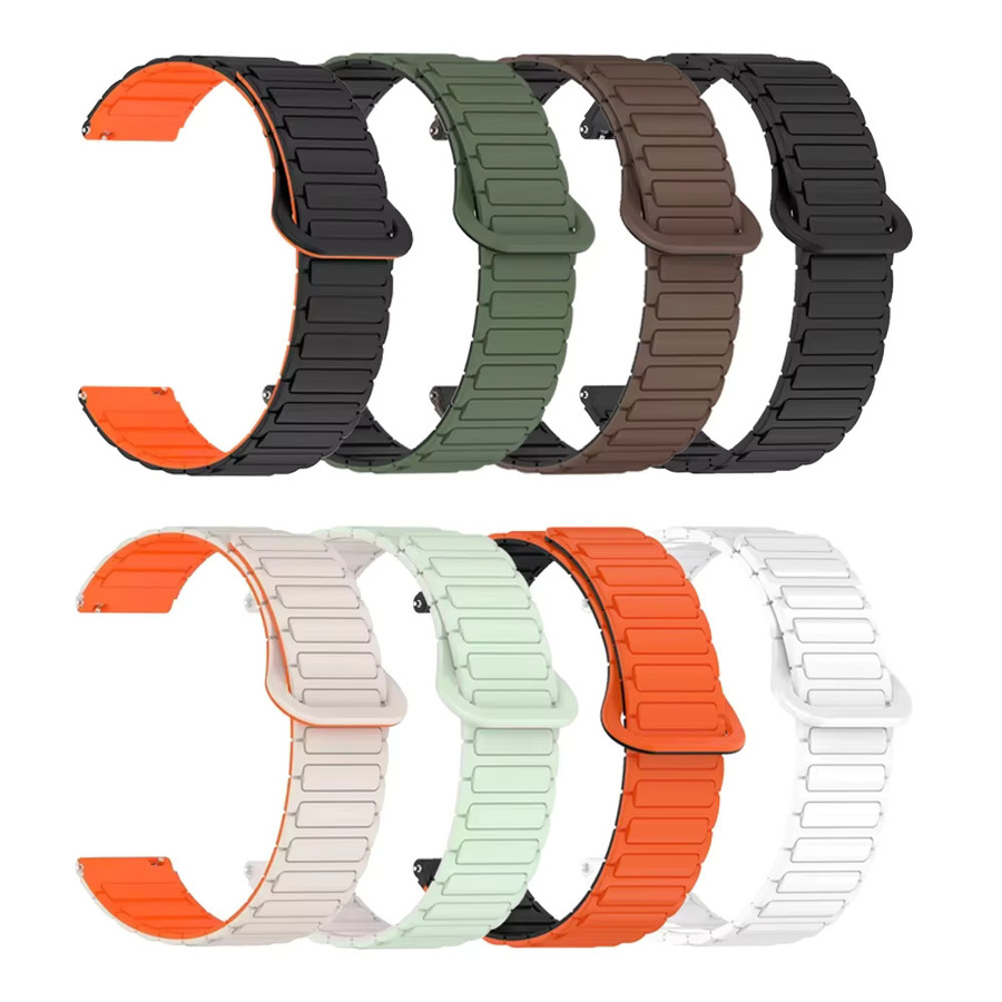 Fossil Uhrenarmband, Silikon, Magnetschlaufe, 22 mm, Schwarz, Multicolour - Bild 2