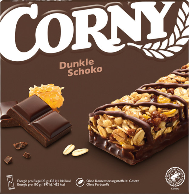 Corny Classic Dunkle Schoko Müsliriegel mit Edelkakao 6 x 23 g - Bild 1