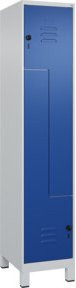 C+P Z-Spind Classic PLUS mit 2 Fächern, Füße, Sicherheits-Drehriegel, grau/blau, H x B x T: 195 x 40 x 50 cm - Bild 1