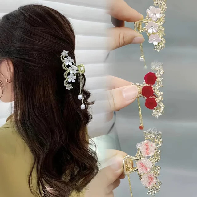 Haarclip rote Rose, Glitter, Diamant, Damen - Bild 1