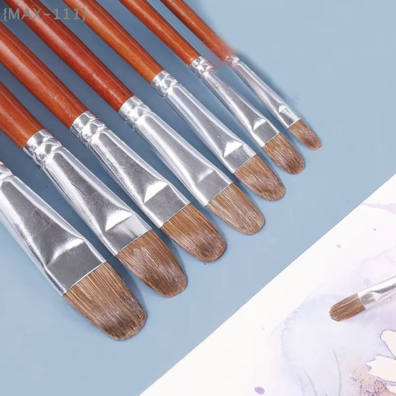 12-teiliges Wieselhaar-Ölmalpinsel-Set F2-MAX111 mit Haselnussförmigen Reihenpinseln und Birkenholzgriff in Braun für Acrylmalerei und Kunstbedarf - Bild 2