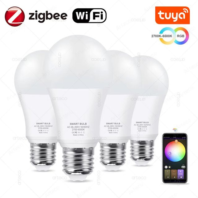 Tuya Smart LED Glühbirne E27 RGBWW mit WLAN und ZigBee, 15W, Multicolour, kompatibel mit Alexa und Google Assistant - Bild 1