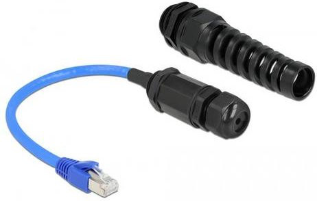 Delock RJ45 Patchkabel CAT 6 SF/UTP Ethernet LAN Kabel Schwarz Blau 0,25 m - Bild 1