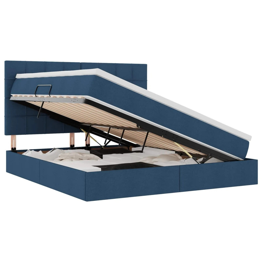 vidaXL Bett mit Stauraum und blauer LED-Beleuchtung in Blau, B/T/H: 160 x 200 x 128 cm - Bild 2
