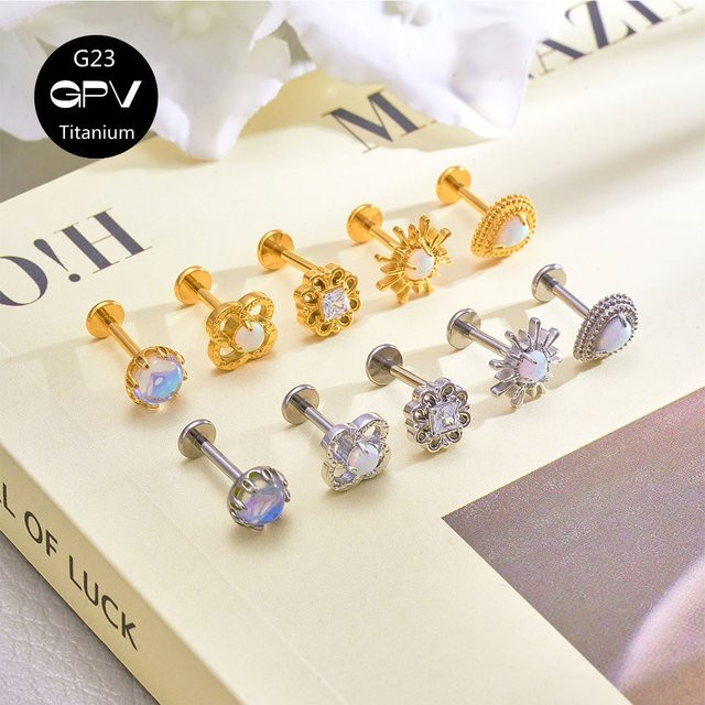 Earnail Piercing, Titan, Opal, Mondstein, Damen - Bild 1