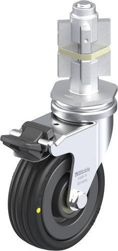 Blickle Lenkrolle 751167 LRA-VPA 75K-FI-EL-E05 mit Feststeller in Schwarz und Silber, Rad-Durchmesser: 75 mm, Tragfähigkeit: 45 kg - Bild 1