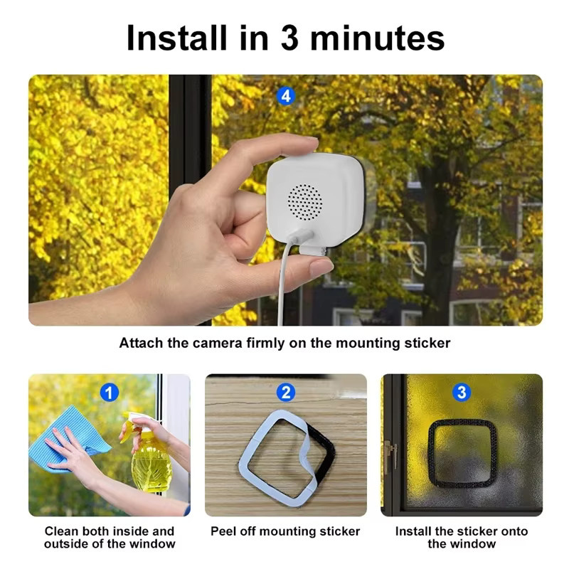 Lenovo WLAN Sicherheitskamera für die Fenstermontage in Weiß mit Nachtsicht und Smartphone-Fernüberwachung - Bild 4