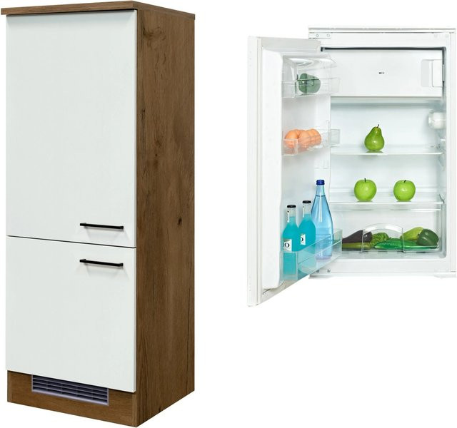 Flex-Well Exclusiv Vintea Kühlschrank-Einbauschrank in Weiß mit Magnolia-Details - Bild 1