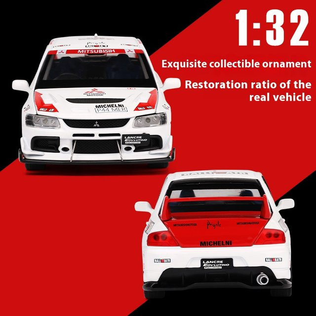 Mitsubishi EVO Automodell, 1:32, Metalldruckguss, mit Sound und Licht - Bild 1